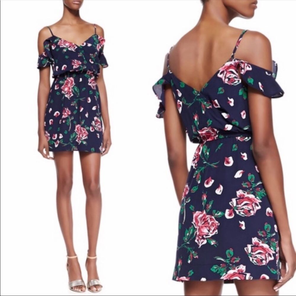 JOIE Silk Floral Ruffle Sleeve Short Dress Size Small